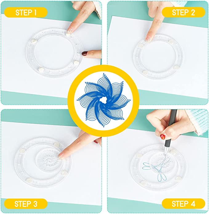 Spiral Art Clear Gear Geometric Ruler (22PCS)