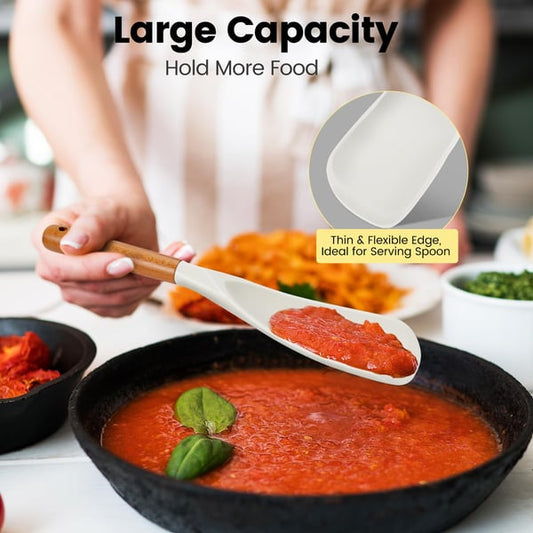 Wood Handled Multi-function Silicone Spatula Spoon