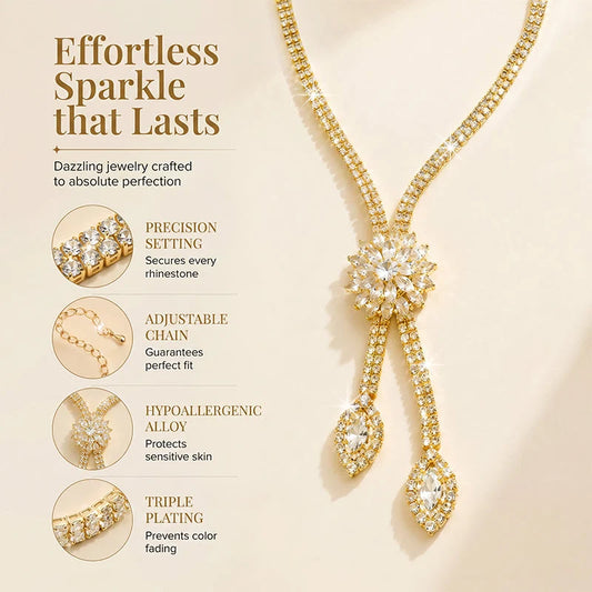 🌸Women's Zircon Flower Necklace Earrings Set