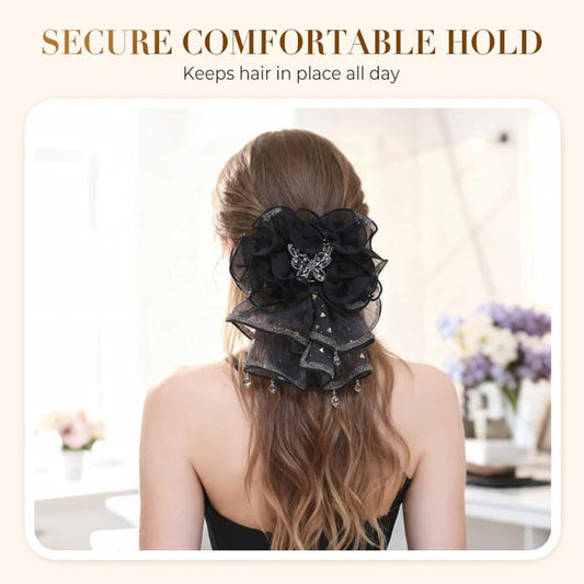 Ruffled Organza Butterfly Hair Claw Clip