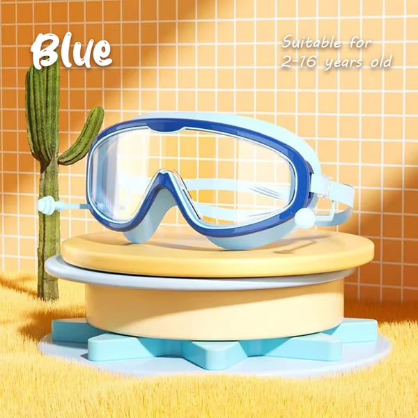🔥HD children's large frame waterproof and anti-fog swimming goggles