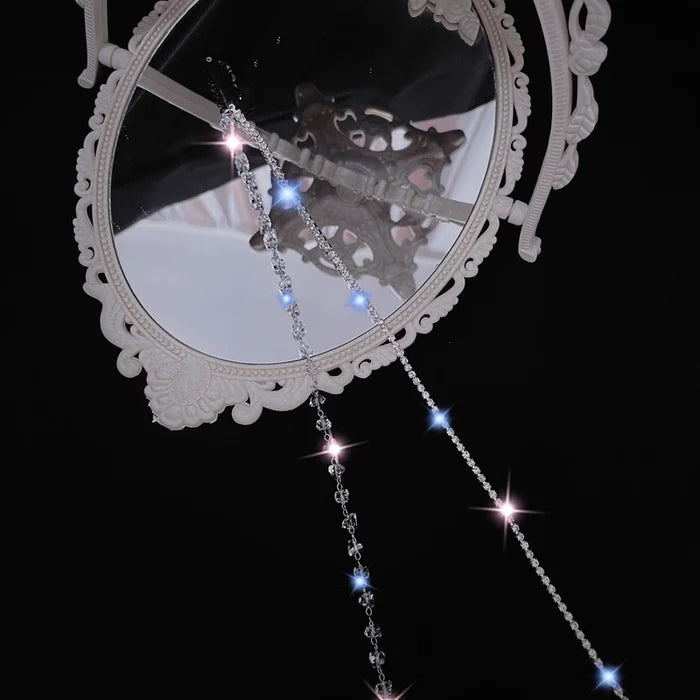 Coloured Rhinestone Chain Tassel Hair Clips Headband for Bride