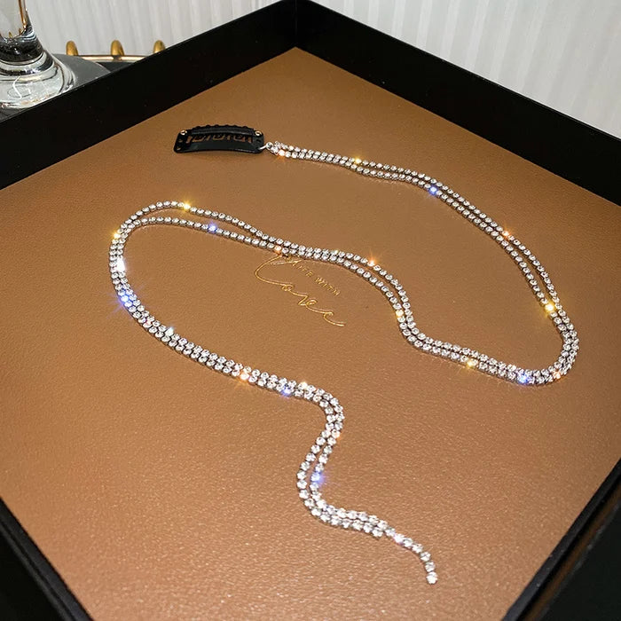 Coloured Rhinestone Chain Tassel Hair Clips Headband for Bride