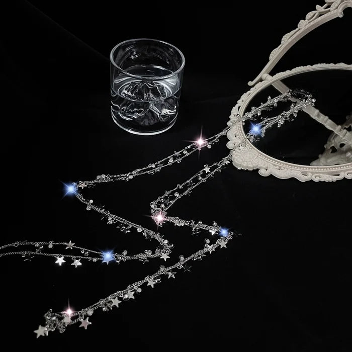 Coloured Rhinestone Chain Tassel Hair Clips Headband for Bride