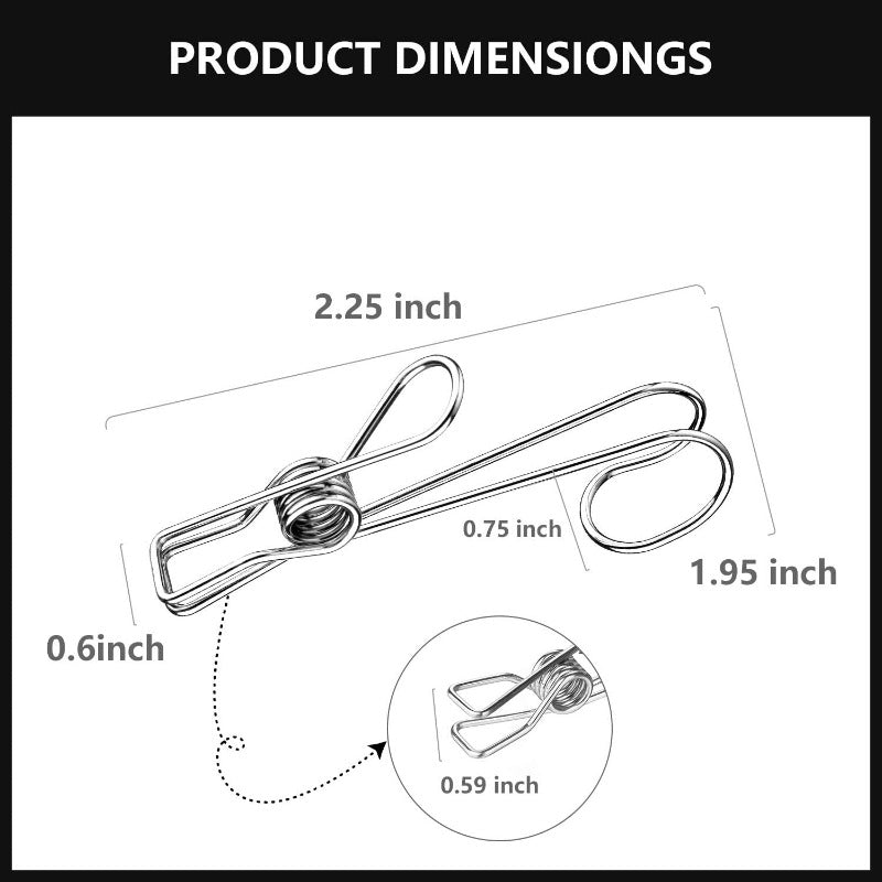 304 Stainless Steel Metal Long Tail Clip (2PCS)