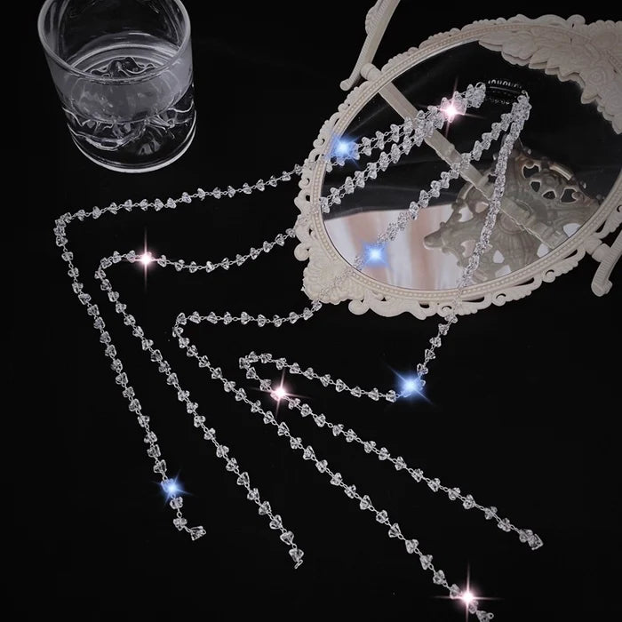 Coloured Rhinestone Chain Tassel Hair Clips Headband for Bride