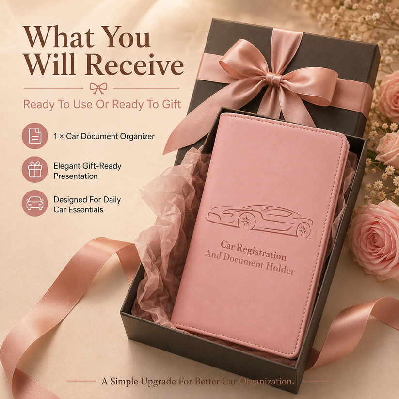 🔥 50% OFF 🏆 Best Seller | 🚗 Car Registration & Insurance Document Holder | ✨ Premium PU Leather Organizer