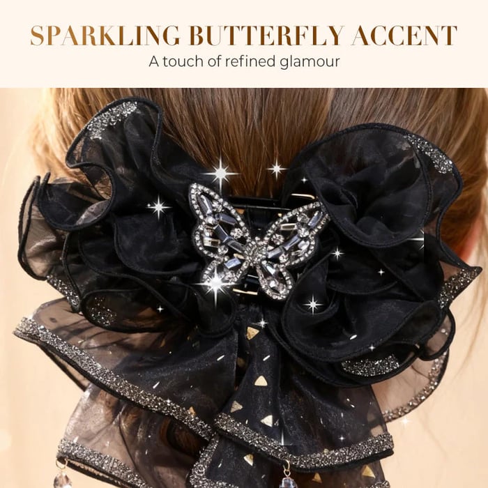 Ruffled Organza Butterfly Hair Claw Clip
