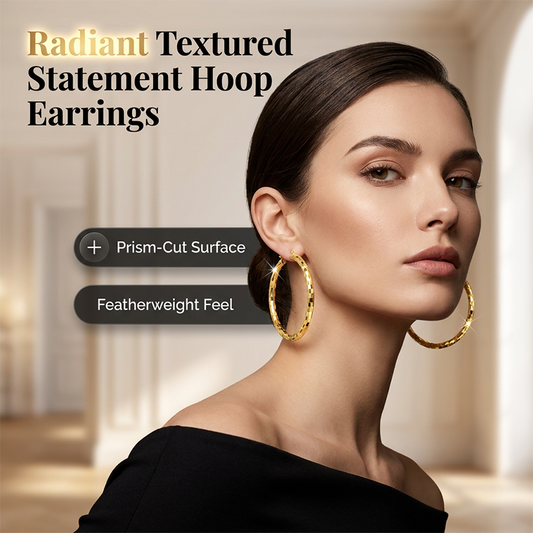 💥 Women's Minimalist Textured Hoop Earrings – Diamond-Cut, Snap Closure, Everyday Glow ✨