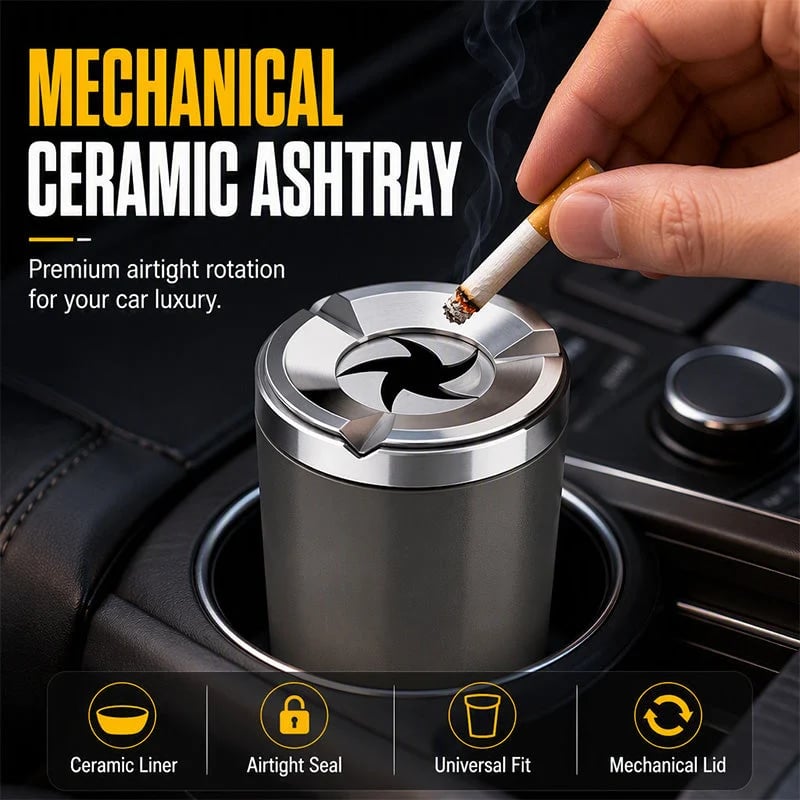🎉 Hot Sale-Rotating Car Ashtray with Ceramic Inner Liner
