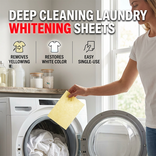 💥Deep Cleaning Laundry Whitening Sheets✨Powerful Stain Remover Brightening Fabric Laundry Cleaning Sheets