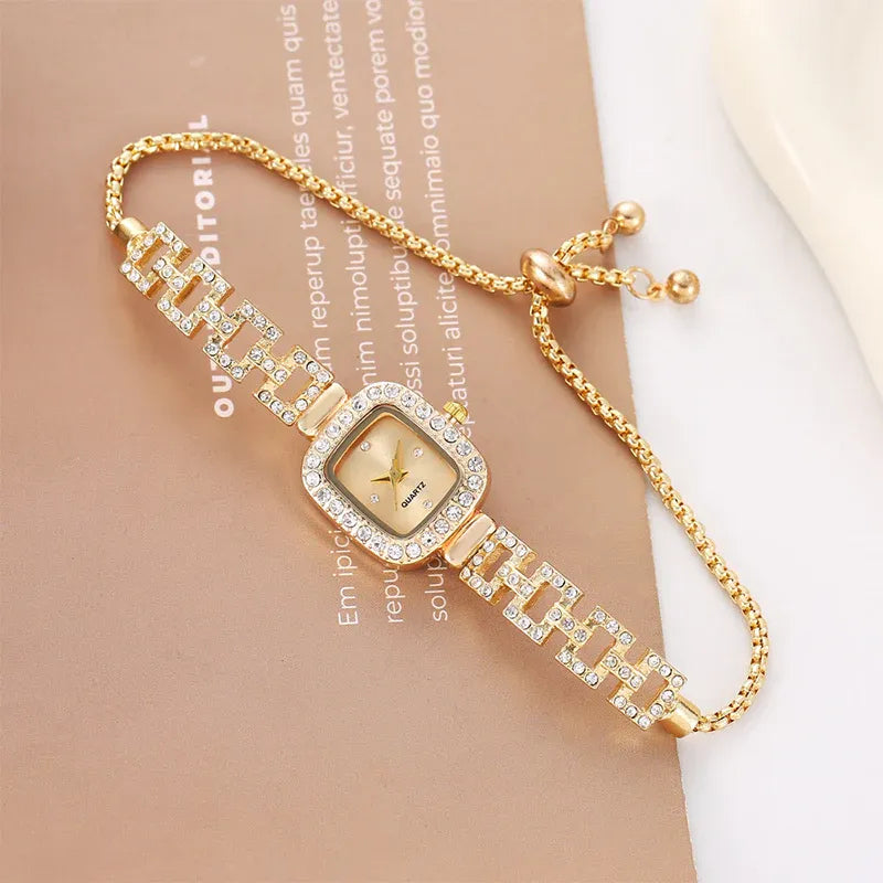 💥Women Drawstring Bracelet Watch Square Quartz