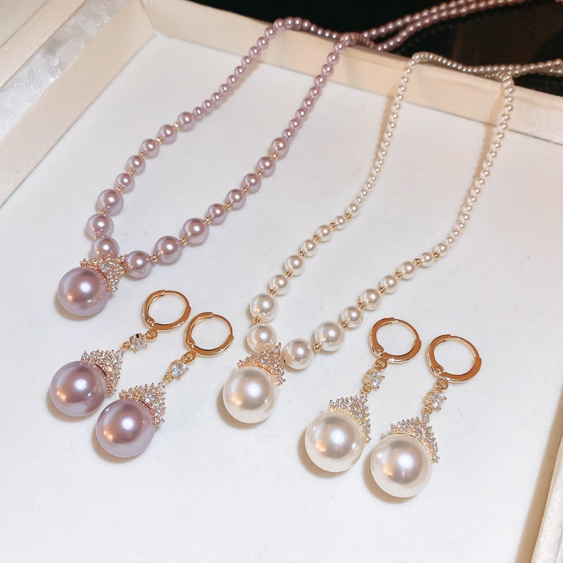 💜 Timeless Vintage Elegance | Cubic Zirconia & Pearl Jewelry Set