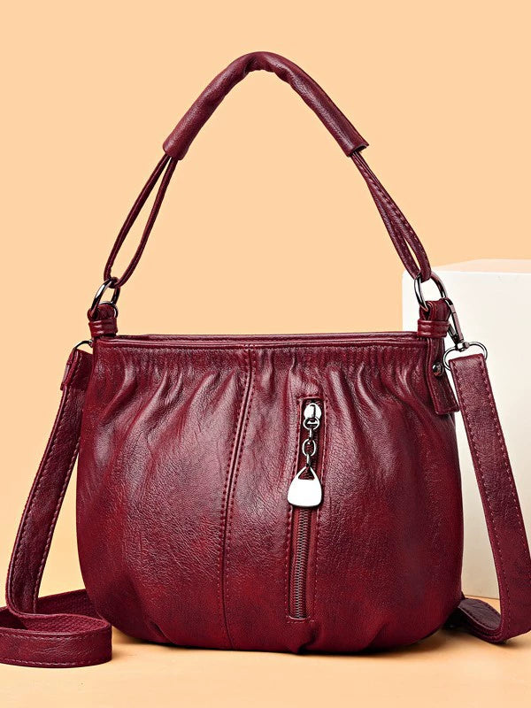 🌸 Women's Soft PU Leather Pleated Shoulder Bag – Chic Minimalist Crossbody Bag for Daily Wear 👜✨