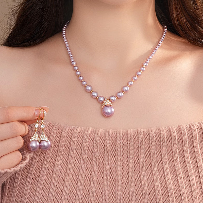 💜 Timeless Vintage Elegance | Cubic Zirconia & Pearl Jewelry Set