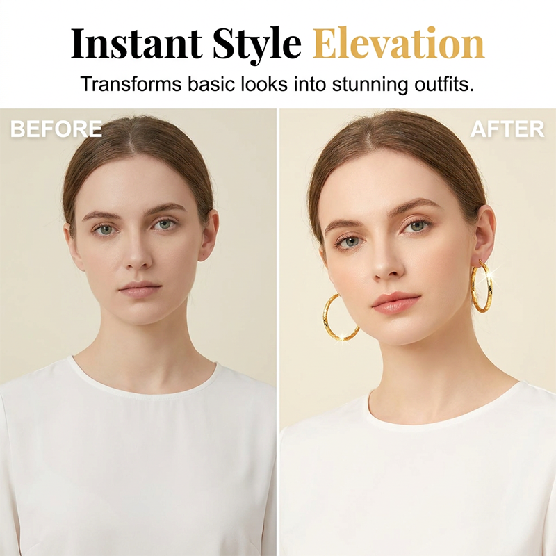 💥 Women's Minimalist Textured Hoop Earrings – Diamond-Cut, Snap Closure, Everyday Glow ✨