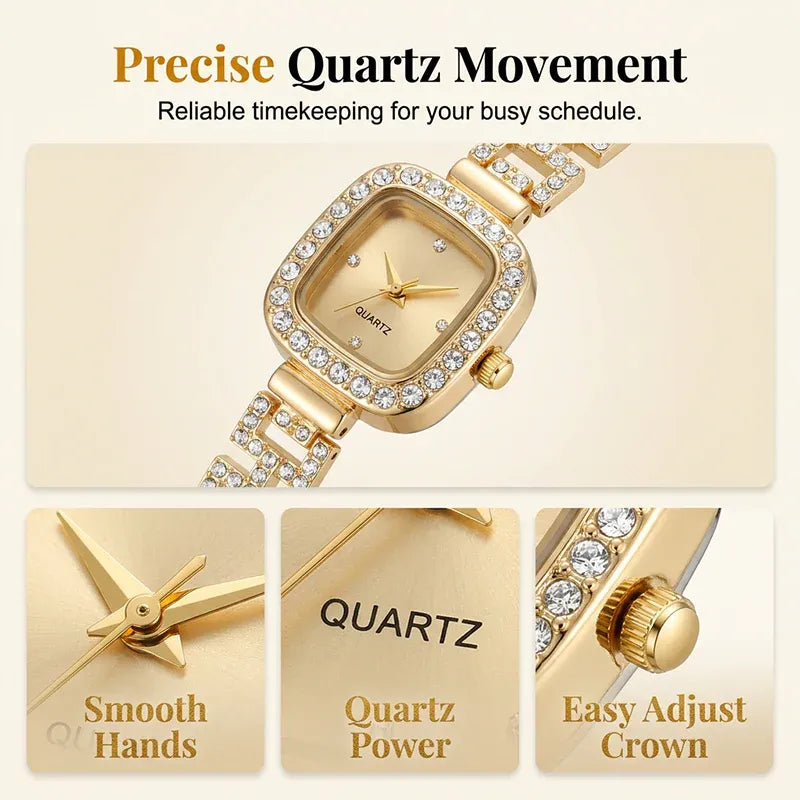 💥Women Drawstring Bracelet Watch Square Quartz