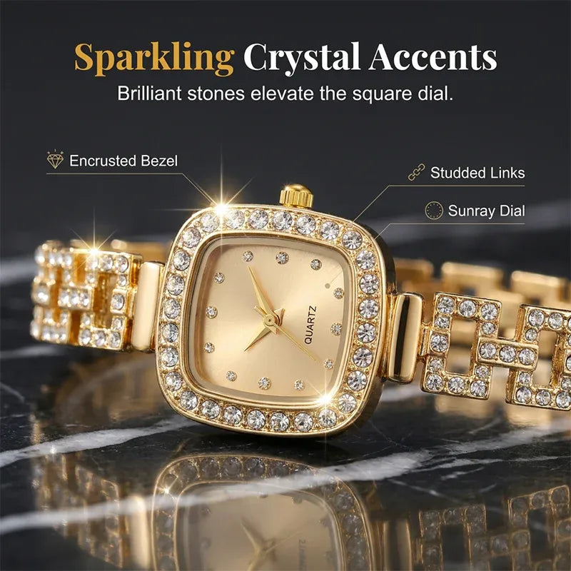 💥Women Drawstring Bracelet Watch Square Quartz