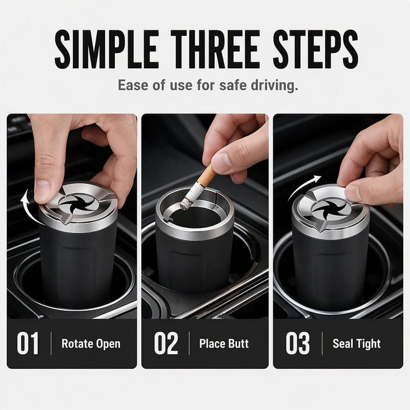 🎉 Hot Sale-Rotating Car Ashtray with Ceramic Inner Liner