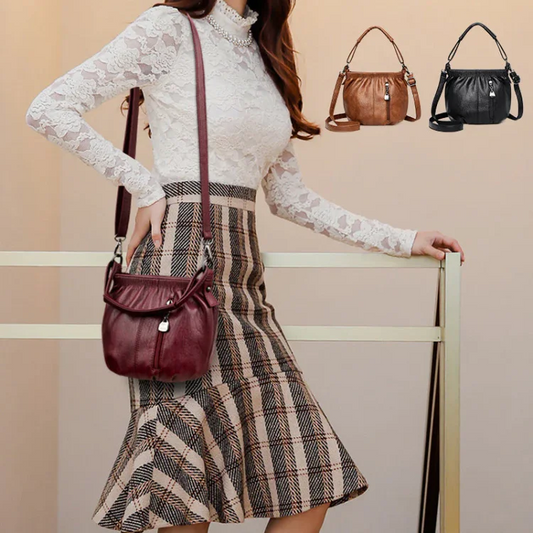 🌸 Women's Soft PU Leather Pleated Shoulder Bag – Chic Minimalist Crossbody Bag for Daily Wear 👜✨