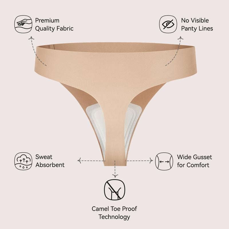 ✨ Camel Toe Cover Thongs for Women 💕 | Seamless G-String Underwear 🌸 Comfortable Basic Fit  Machine Washable