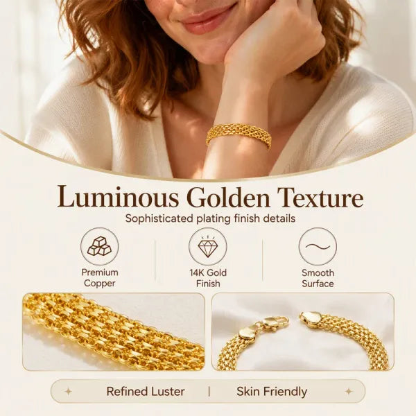 📢📢50% OFF !! ⏰14K Gold-Plated Wide Woven Mesh Bracelet