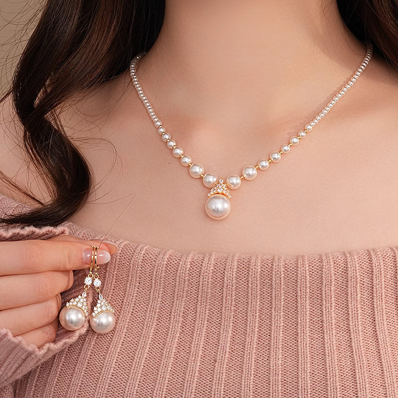 💜 Timeless Vintage Elegance | Cubic Zirconia & Pearl Jewelry Set
