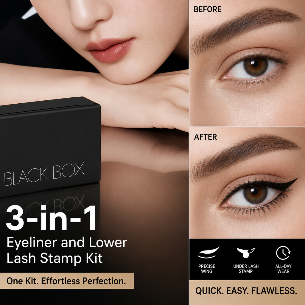 🔥 3-in-1 Eyeliner Lower Lash Stamp Kit ✨ Easy Glam in Seconds 💕