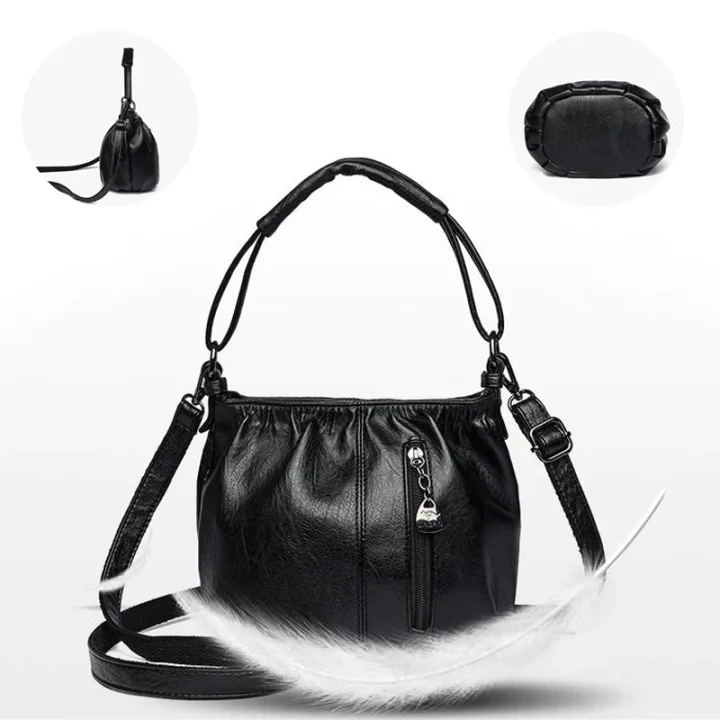 🌸 Women's Soft PU Leather Pleated Shoulder Bag – Chic Minimalist Crossbody Bag for Daily Wear 👜✨