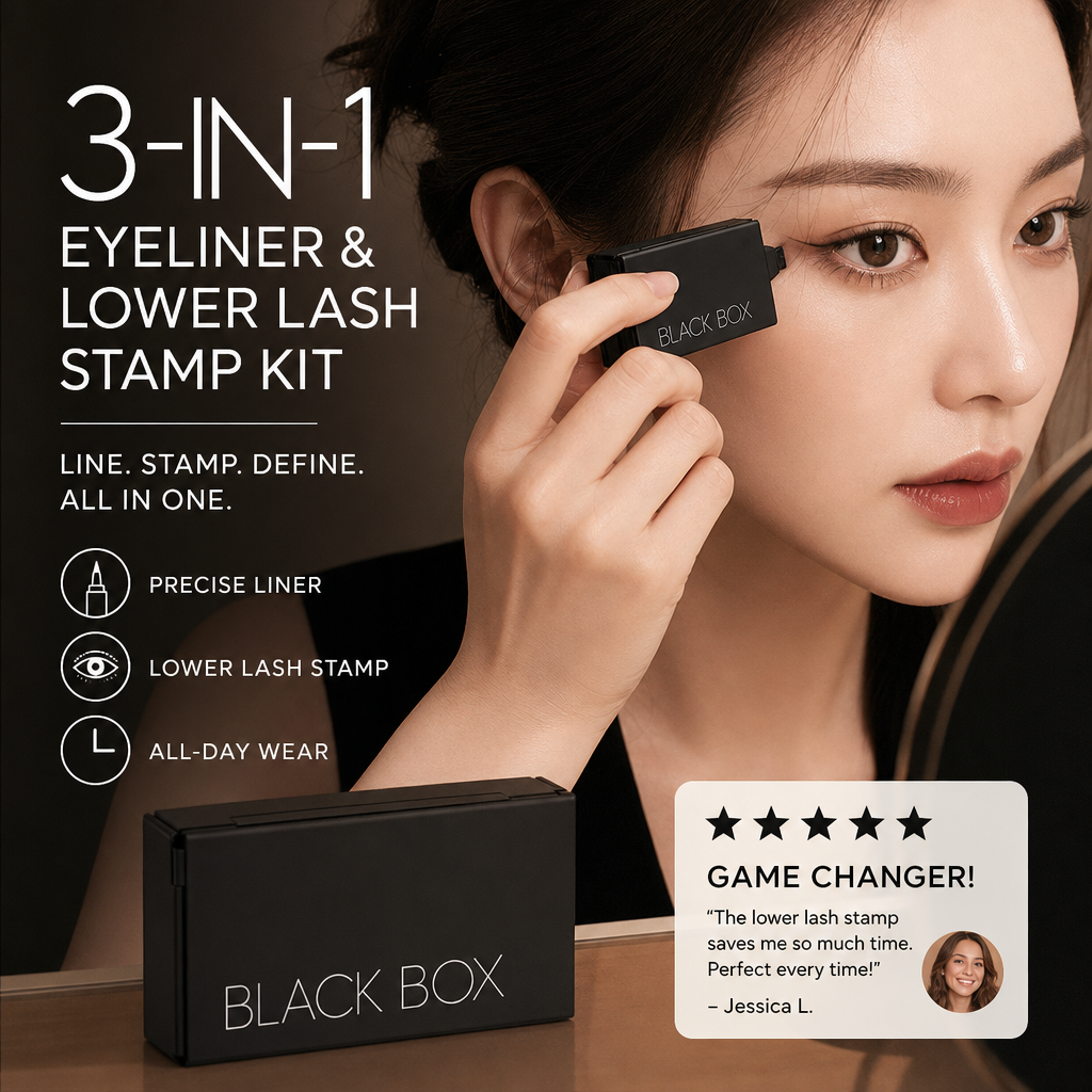 🔥 3-in-1 Eyeliner Lower Lash Stamp Kit ✨ Easy Glam in Seconds 💕