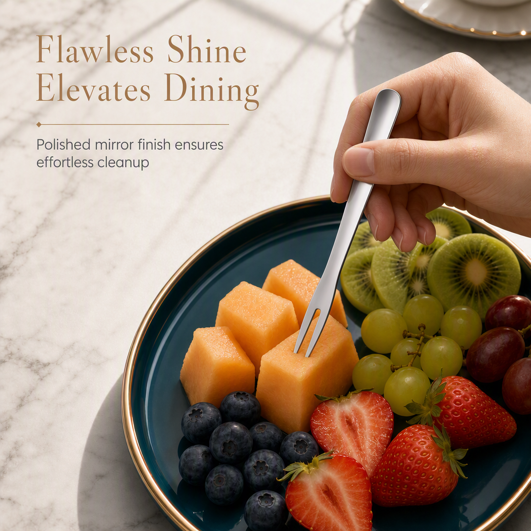 🍓✨ 4PCS 2-in-1 Stainless Steel Dessert Spoon & Fruit Fork Set 🍴