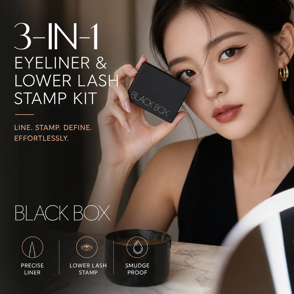🔥 3-in-1 Eyeliner Lower Lash Stamp Kit ✨ Easy Glam in Seconds 💕