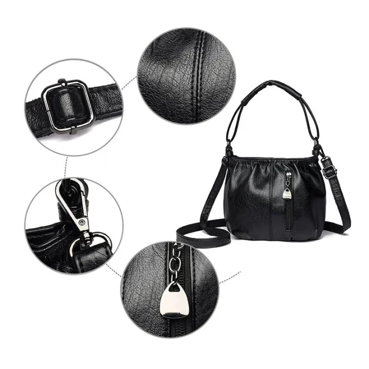 🌸 Women's Soft PU Leather Pleated Shoulder Bag – Chic Minimalist Crossbody Bag for Daily Wear 👜✨