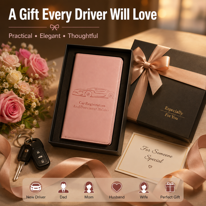 🔥 50% OFF 🏆 Best Seller | 🚗 Car Registration & Insurance Document Holder | ✨ Premium PU Leather Organizer