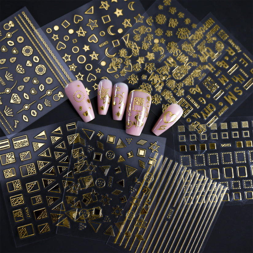 ✨ Luxury Gold Nail Art Stickers | Buy 1 Get 2 FREE 🎁 | Easy DIY Glam Nails 💅