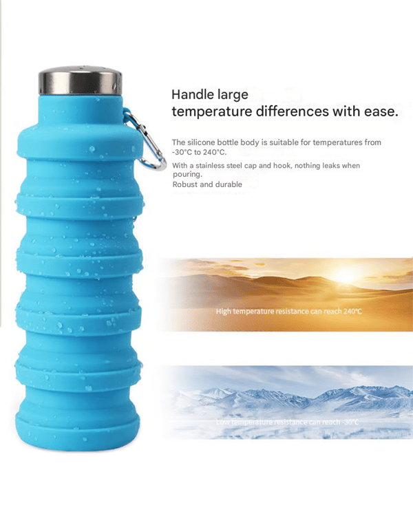 🔥🔥Silicone foldable water bottle 500ml – Ideal for sports, travel & outdoor – Reusable & BPA-free