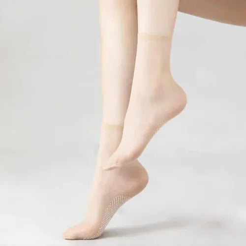 ✨ 5 Pairs Invisible Crystal Silk Socks 🧦💎 | Non-Slip Ultra-Thin Comfy
