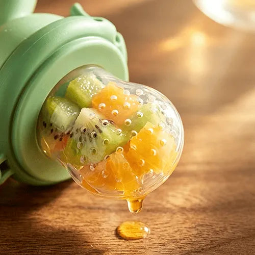 🔥Baby Push-Feed Fruit Feeder & Teether — Dinosaur Set
