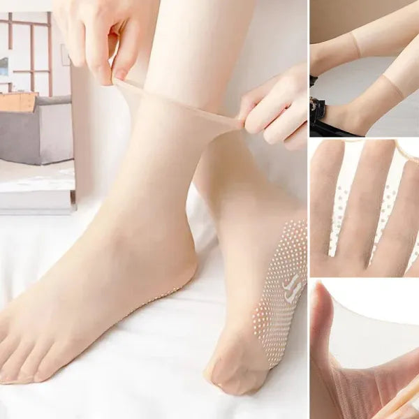 ✨ 5 Pairs Invisible Crystal Silk Socks 🧦💎 | Non-Slip Ultra-Thin Comfy