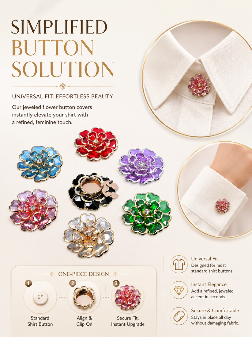 🔥 2K+ Sold Today｜Hot-Selling Rhinestone Flower Cufflinks Clip｜Sparkling & Elegant