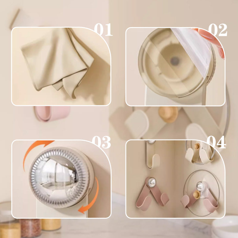 🍲📌Adjustable Wall-Mounted Pot Lid Holder Set