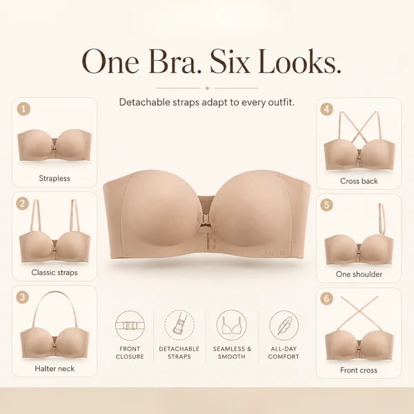 🔥 HOT SALE 🔥Women's Strapless Front Closure Push-Up Bra