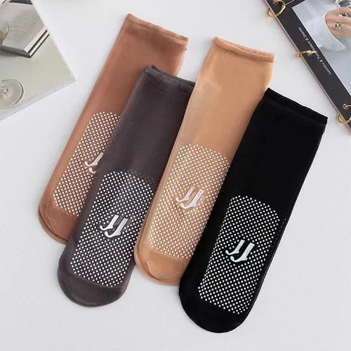 ✨ 5 Pairs Invisible Crystal Silk Socks 🧦💎 | Non-Slip Ultra-Thin Comfy