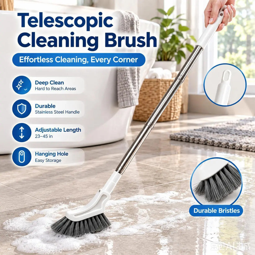 🔥LAST DAY SALE 50% OFF-💯Adjustable Length Stainless Steel Telescopic Long Handle Crevice Cleaning Brush 🧹