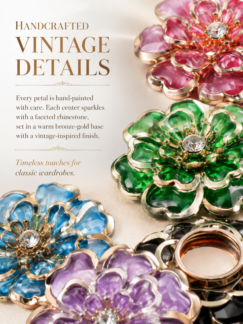 🔥 2K+ Sold Today｜Hot-Selling Rhinestone Flower Cufflinks Clip｜Sparkling & Elegant