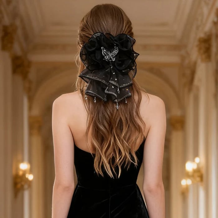 Ruffled Organza Butterfly Hair Claw Clip