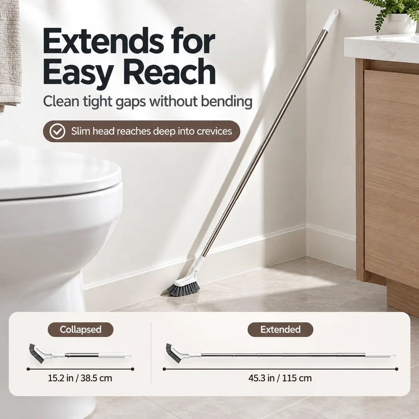 🔥LAST DAY SALE 50% OFF-💯Adjustable Length Stainless Steel Telescopic Long Handle Crevice Cleaning Brush 🧹