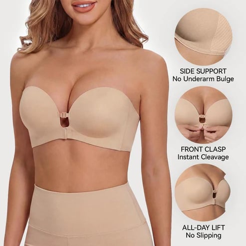 🔥 HOT SALE 🔥Women's Strapless Front Closure Push-Up Bra