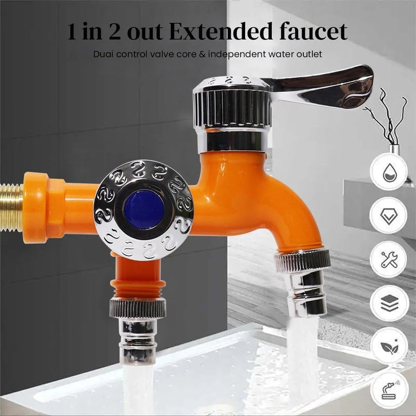 LAST DAY 50% OFF 🔥Dual Outlet Washing Machine Plastic Faucet - 1 In 2 Out Water Plastic Tap