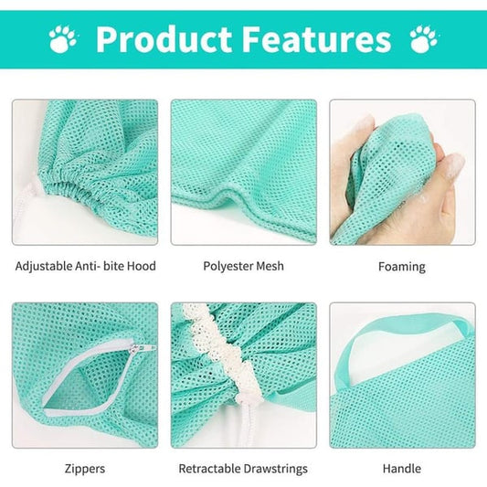 Adjustable Mesh Cat Grooming & Bathing Bag